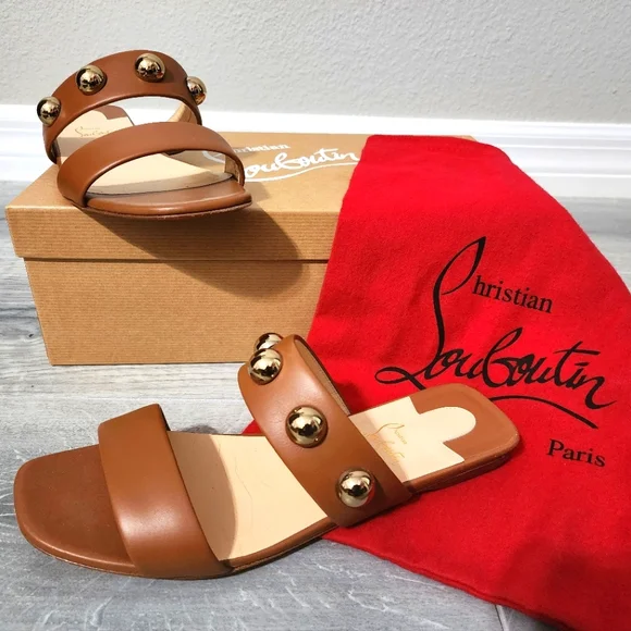 クリスチャン ルブタン 折り返す MULE FLAT SUEDE/CALF/VV 37.5